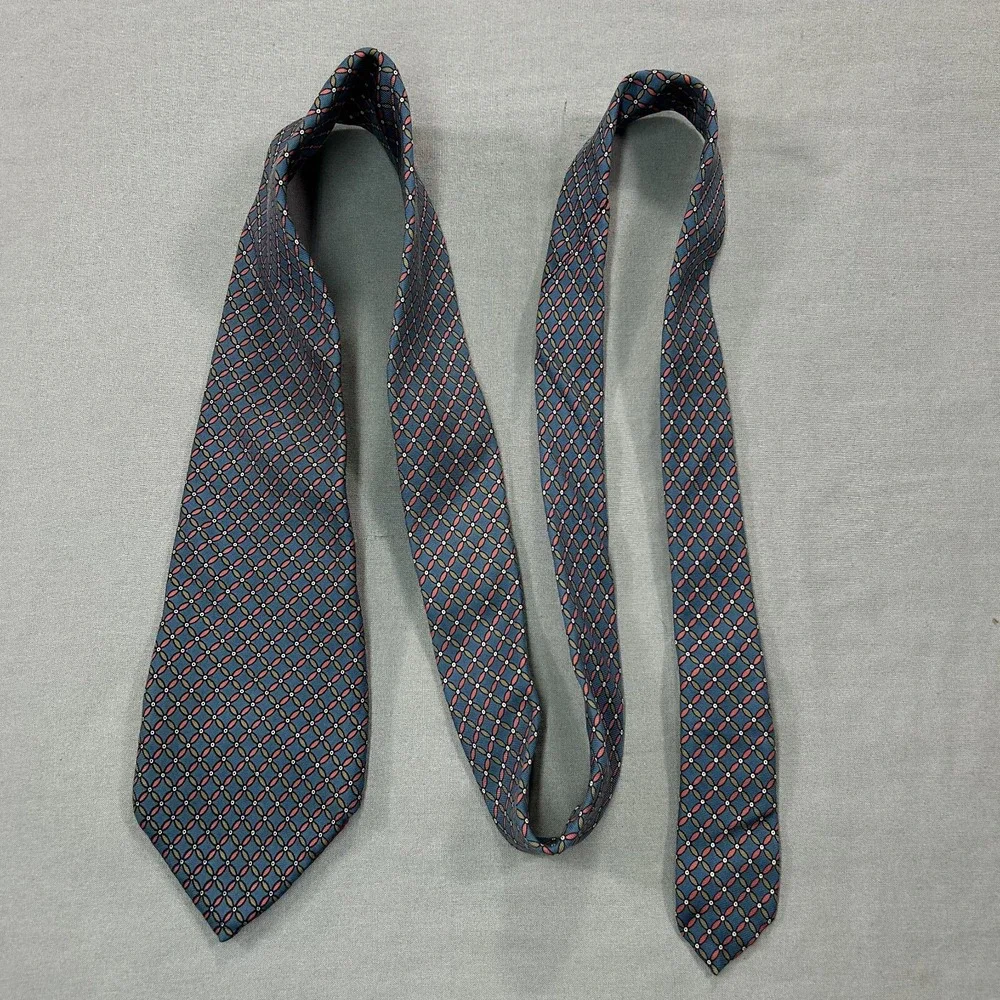 Yves Saint Laurent Silk‎ Neck Tie Mens 54L 3.5W Blue Diamond Print